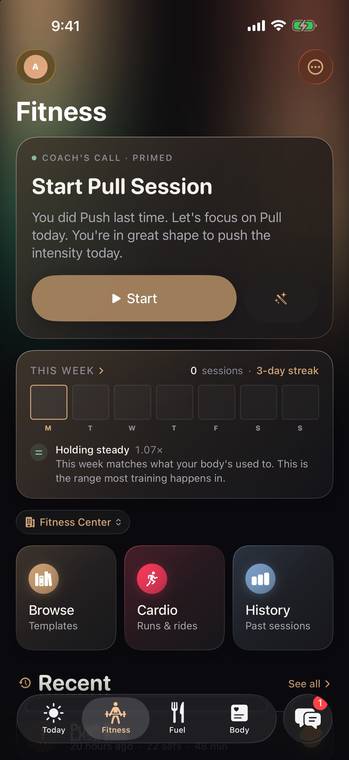Onyx Fitness: Coach's call to start a Pull session, and this week's tracker