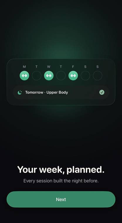 Your week, planned: Monday, Wednesday and Friday, tomorrow is Upper Body